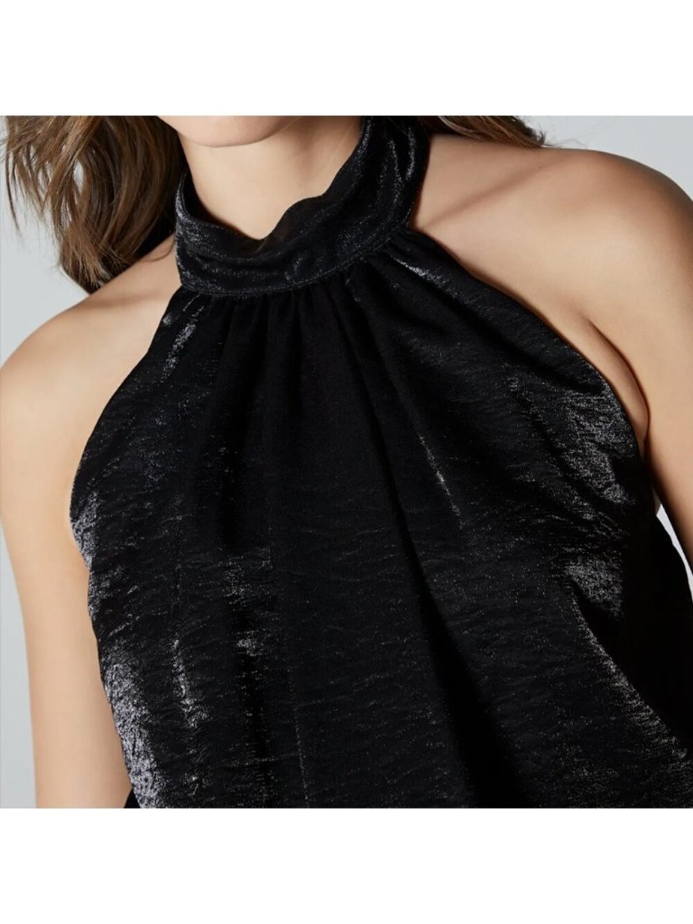 LOFT Black High mock Neck velvet Blouse- size small